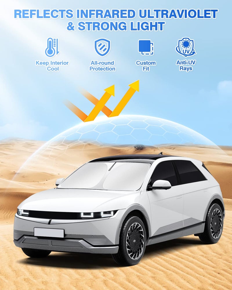 Canvcle Windshield Sun Shade for Hyundai Ioniq 5 2022-2024 2025 Ioniq 5 Accessories Sunshade Side Rear Window Shade Cover Sun Visor Shield Privacy Protection Keep Vehicle Cool Black 6PCS - Image 2